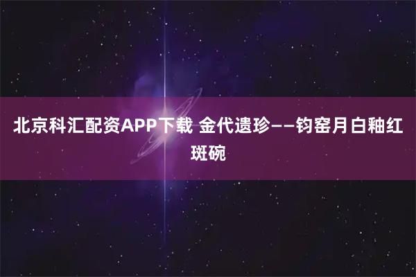 北京科汇配资APP下载 金代遗珍——钧窑月白釉红斑碗